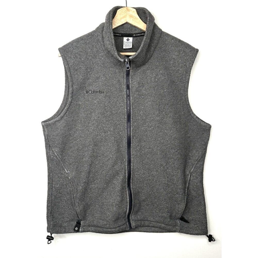 Columbia Womens Vest Fleece Full Zip Outdoor Fishing Sleeveless Gray Size Large